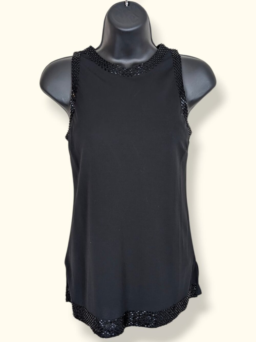 Votre Nom Black Beaded Sleeveless Top